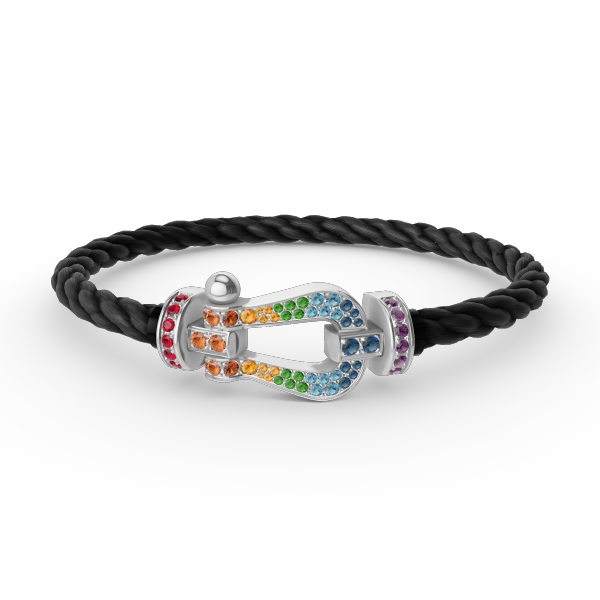 [Max Jewelry ]FORC LARGE HORSESHOE  COLORED DIAMOND BRACELET SILVER