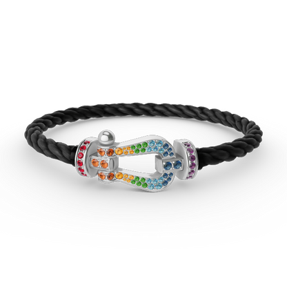 [Max Jewelry ]FORC LARGE HORSESHOE  COLORED DIAMOND BRACELET SILVER