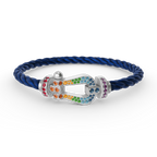 [Plus&Max]FORC LARGE HORSESHOE  COLORED DIAMOND BRACELET SILVER