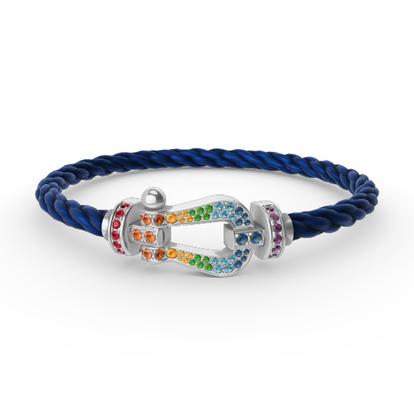 [Max Jewelry ]FORC LARGE HORSESHOE  COLORED DIAMOND BRACELET SILVER