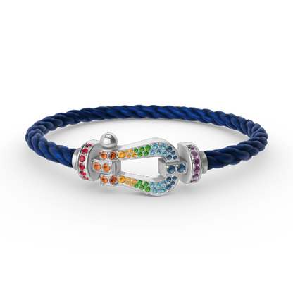[Max Jewelry ]FORC LARGE HORSESHOE  COLORED DIAMOND BRACELET SILVER