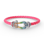 [Plus&Max]FORC LARGE HORSESHOE  COLORED DIAMOND BRACELET SILVER