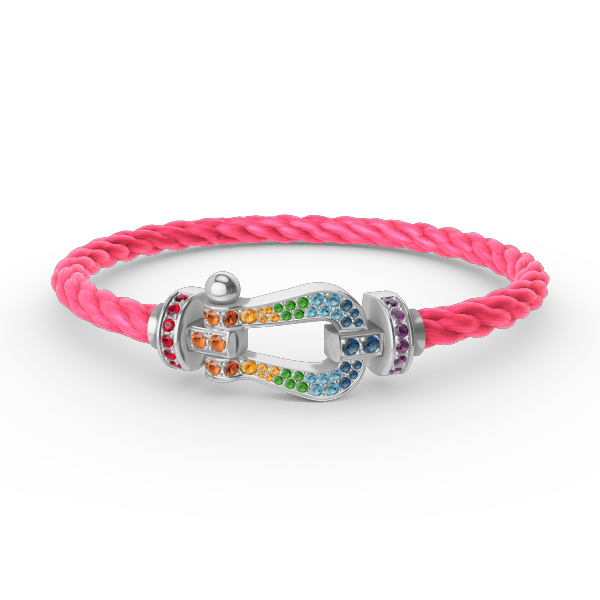 [Max Jewelry ]FORC LARGE HORSESHOE  COLORED DIAMOND BRACELET SILVER