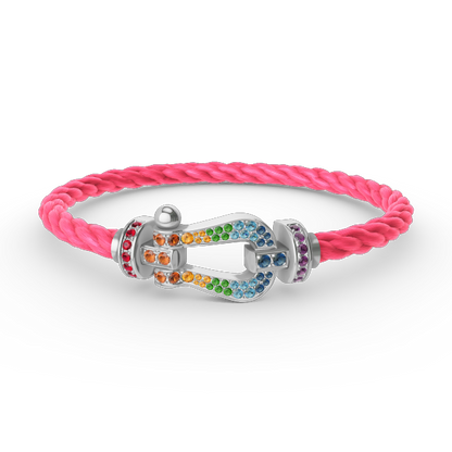 [Max Jewelry ]FORC LARGE HORSESHOE  COLORED DIAMOND BRACELET SILVER