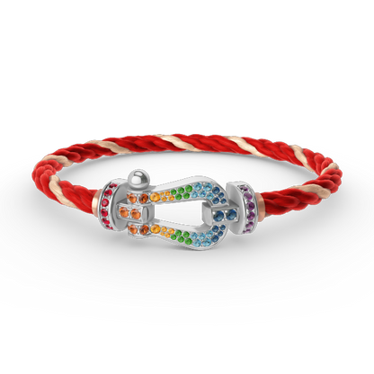 [Max Jewelry ]FORC LARGE HORSESHOE  COLORED DIAMOND BRACELET SILVER