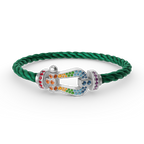 [Plus&Max]FORC LARGE HORSESHOE  COLORED DIAMOND BRACELET SILVER