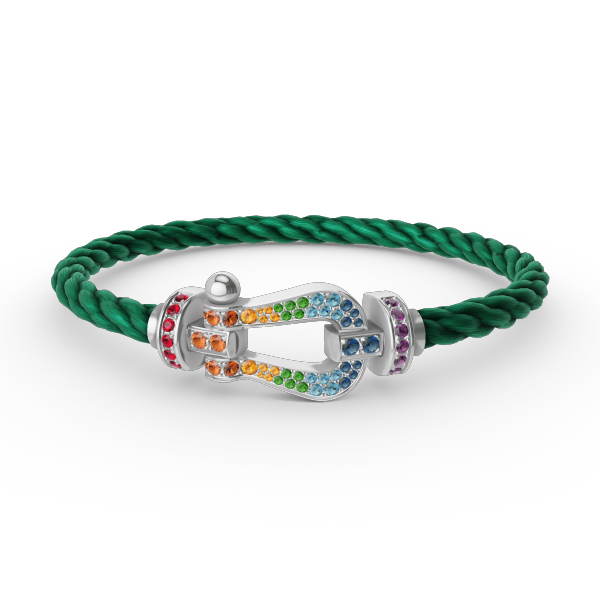 [Max Jewelry ]FORC LARGE HORSESHOE  COLORED DIAMOND BRACELET SILVER