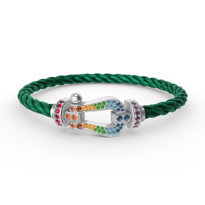 [Max Jewelry ]FORC LARGE HORSESHOE  COLORED DIAMOND BRACELET SILVER