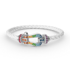 [Plus&Max]FORC LARGE HORSESHOE  COLORED DIAMOND BRACELET SILVER