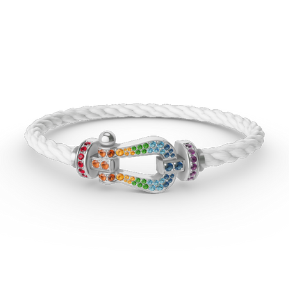 [Max Jewelry ]FORC LARGE HORSESHOE  COLORED DIAMOND BRACELET SILVER