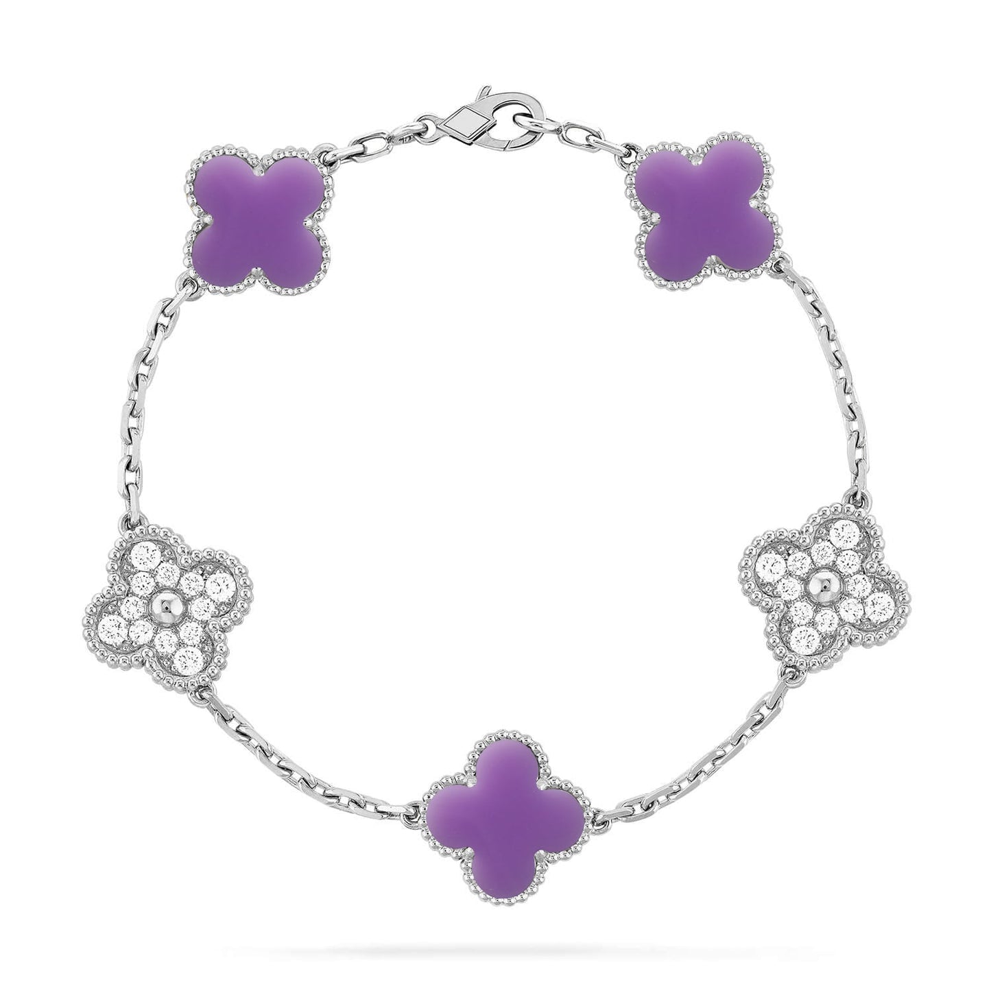 [Max Jewelry ]CLOVER 5 MOTIF LIGHT PURPLE BRACELET COLLECTION