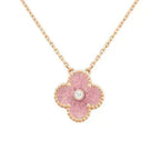 [Plus&Max]CLOVER 15MM DIAMOND RHODONITE NECKLACE