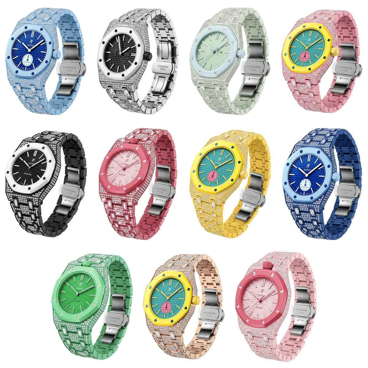 [Plus&Max]Royal Oak Pop Exclusive Bioceramic Case & Bioceramic Strap Full Diamond