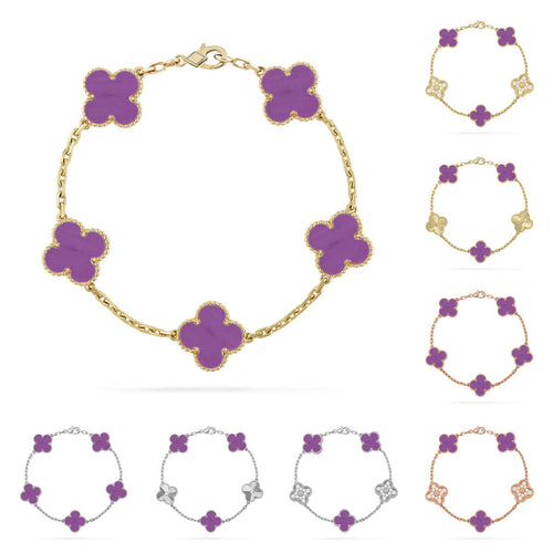 [Plus&Max]LUCKY CLOVER 5-MOTIF BRACELET - VIOLET COLLECTION