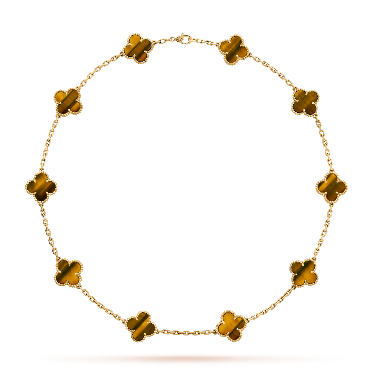 [Max Jewelry ]CLOVER 10 MOTIFS TIGER EYE NECKLACE