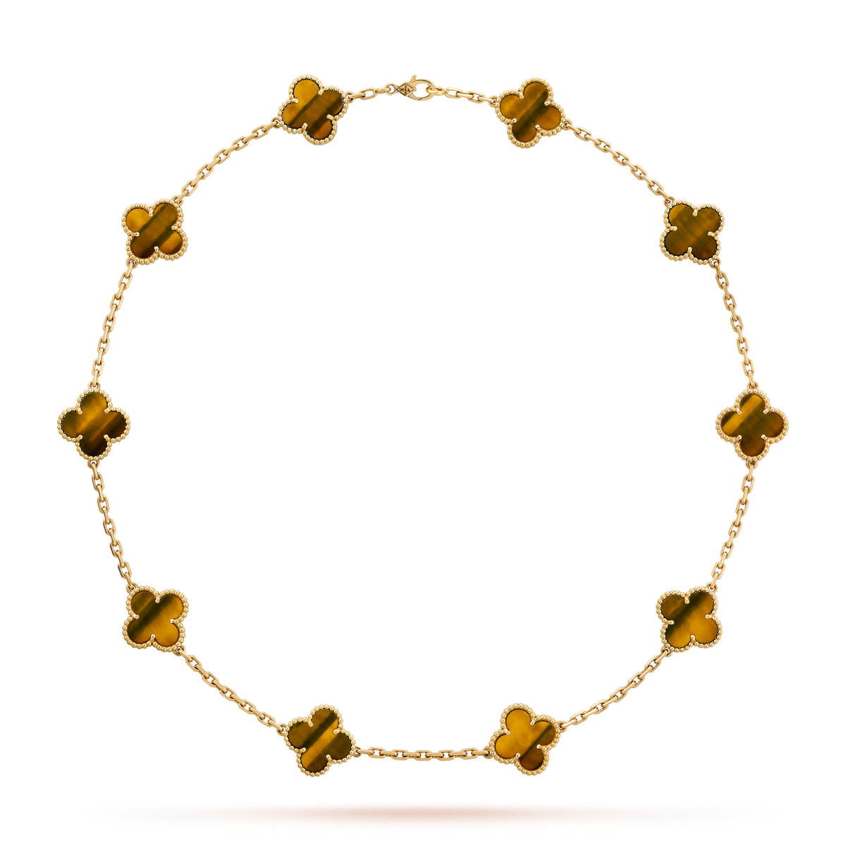 [Plus&Max]CLOVER 10 MOTIFS TIGER EYE NECKLACE