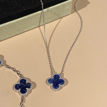 [Max Jewelry ]CLOVER 15MM PIETERSITE NECKLACE SILVER