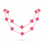 [Plus&Max] NEW CLOVER 20 MOTIFS PINK ENAMEL NECKLACE