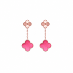 [Plus&Max]NEW CLOVER 2 MOTIF PINK ENAMEL EARRINGS