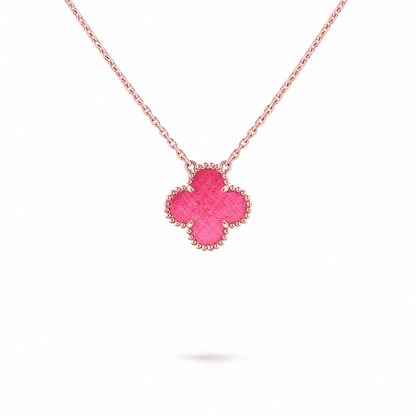 [Max Jewelry] NEW CLOVER 15MM PINK ENAMEL NECKLACE