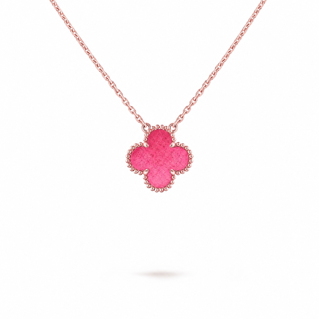 [Plus&Max] NEW CLOVER 15MM PINK ENAMEL NECKLACE