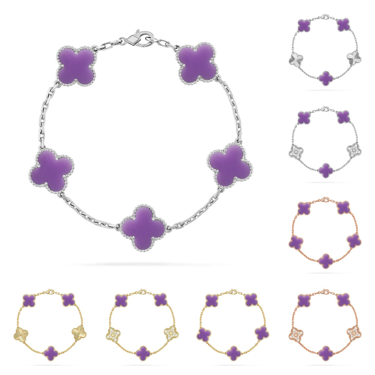 [Plus&Max]LUCKY CLOVER 5-MOTIF BRACELET - LAVENDER COLLECTION