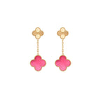 [Plus&Max]NEW CLOVER 2 MOTIF PINK ENAMEL EARRINGS