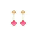 [Plus&Max]NEW CLOVER 2 MOTIF PINK ENAMEL EARRINGS