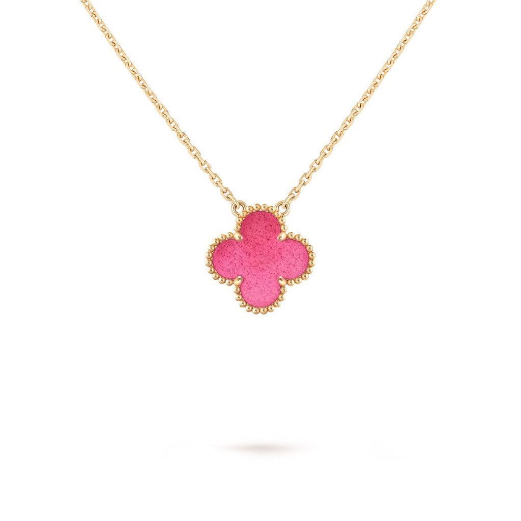 [Plus&Max] NEW CLOVER 15MM PINK ENAMEL NECKLACE