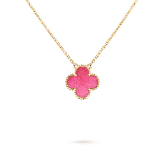 [Plus&Max] NEW CLOVER 15MM PINK ENAMEL NECKLACE