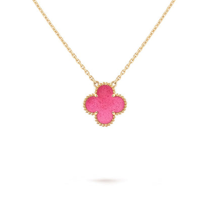 [Max Jewelry] NEW CLOVER 15MM PINK ENAMEL NECKLACE