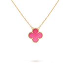 [Plus&Max] NEW CLOVER 15MM PINK ENAMEL NECKLACE