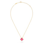 [Plus&Max] NEW CLOVER 15MM PINK ENAMEL NECKLACE