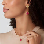 [Plus&Max] NEW CLOVER 15MM PINK ENAMEL NECKLACE