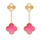 [Plus&Max]NEW CLOVER 2 MOTIF PINK ENAMEL EARRINGS