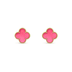 [Plus&Max]NEW CLOVER 15MM PINK ENAMEL STUD EARRINGS