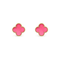 [Plus&Max]NEW CLOVER 15MM PINK ENAMEL STUD EARRINGS