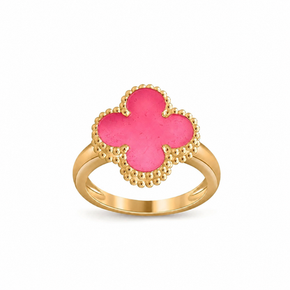 [Max Jewelry]NEW CLOVER PINK ENAMEL RINGS
