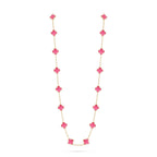[Plus&Max] NEW CLOVER 20 MOTIFS PINK ENAMEL NECKLACE