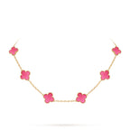[Plus&Max]NEW CLOVER 10 MOTIFS PINK ENAMEL NECKLACE