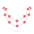 [Plus&Max] NEW CLOVER 20 MOTIFS PINK ENAMEL NECKLACE