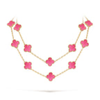 [Plus&Max] NEW CLOVER 20 MOTIFS PINK ENAMEL NECKLACE