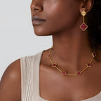 [Plus&Max]NEW CLOVER 10 MOTIFS PINK ENAMEL NECKLACE