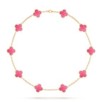 [Plus&Max]NEW CLOVER 10 MOTIFS PINK ENAMEL NECKLACE