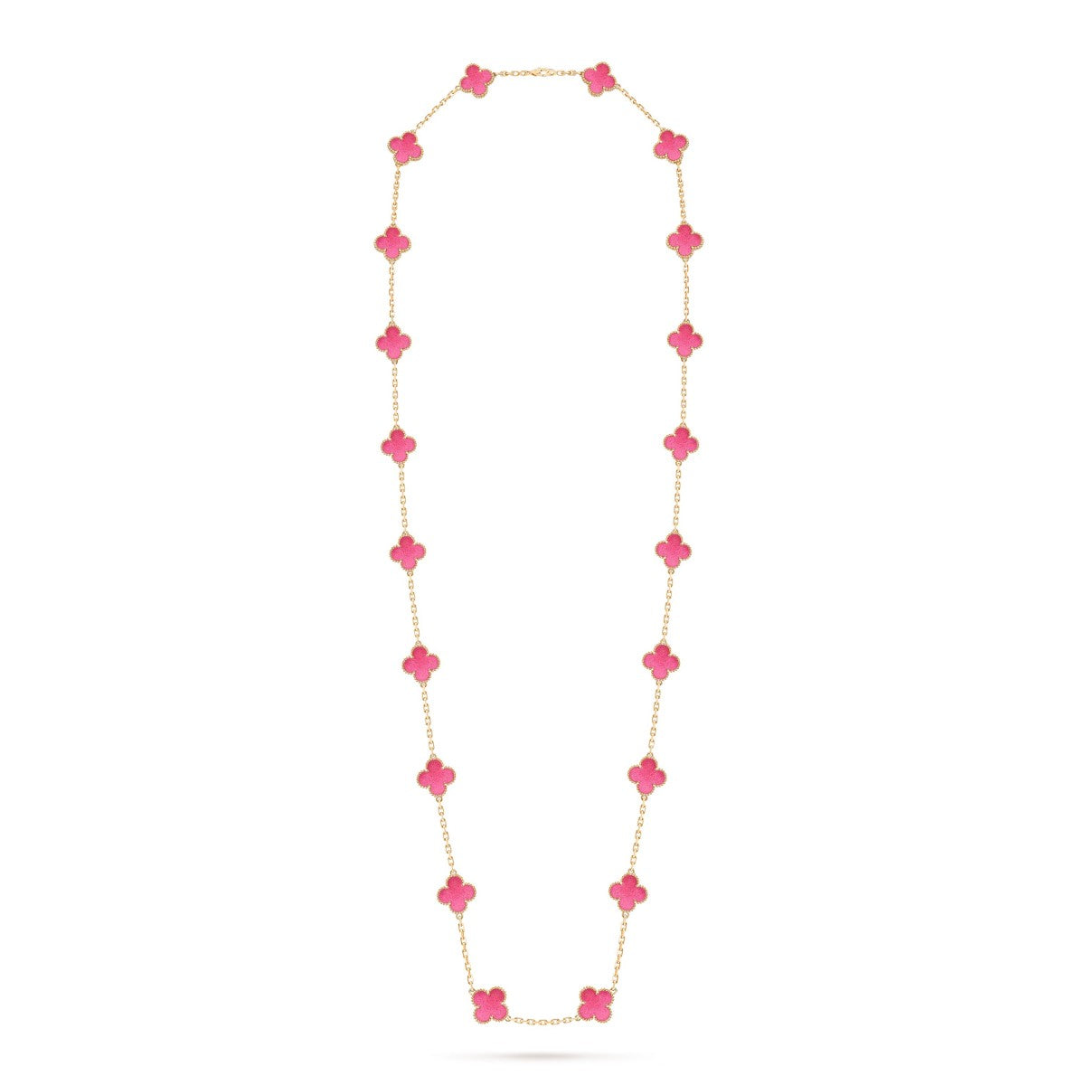 [Max Jewelry] NEW CLOVER 20 MOTIFS PINK ENAMEL NECKLACE