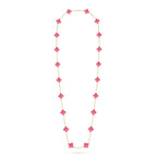 [Plus&Max] NEW CLOVER 20 MOTIFS PINK ENAMEL NECKLACE