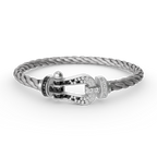 [Plus&Max]FORCE LARGE HORSESHOE BLACK WHITE DIAMOND BRACELET SILVER