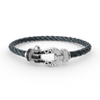 [Plus&Max]FORCE LARGE HORSESHOE BLACK WHITE DIAMOND BRACELET SILVER