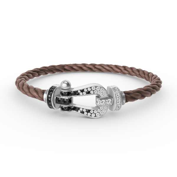 [Max Jewelry ]FORCE LARGE HORSESHOE BLACK WHITE DIAMOND BRACELET SILVER