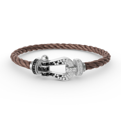 [Max Jewelry ]FORCE LARGE HORSESHOE BLACK WHITE DIAMOND BRACELET SILVER